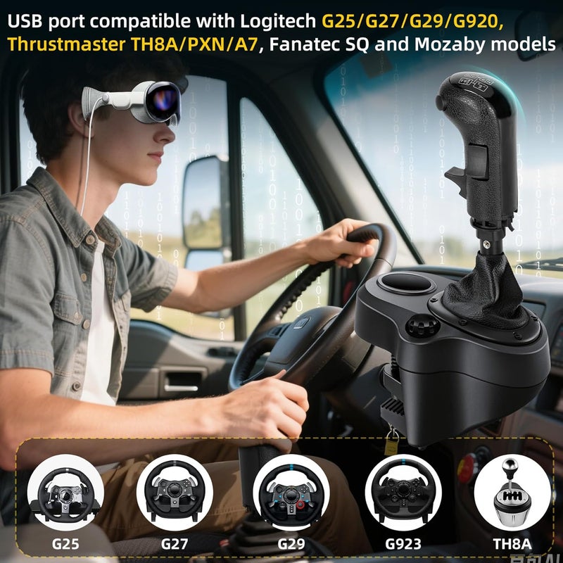 Besilo USB Truck Simulator Shifter for PC, Compatible with Logitech G25/G27/G29/G923, Thrustmaster TH8A – 18-Speed Gear Shift Lever for ATS & ETS2 – Semi Truck Shifter for Sim Racing Games - Image 2